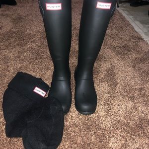 Hunter Matt Black Tall Rain Boots Great Condition